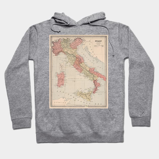 Vintage Map of Italy (1883) Hoodie by Bravuramedia